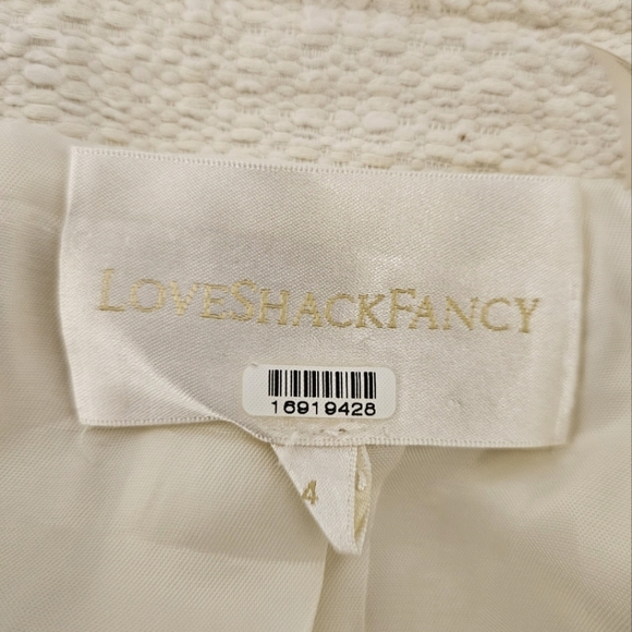 LoveShackFancy Talika Tweed Jacket With Bows In Cream And Black Sz 4 - Picture 13 of 14